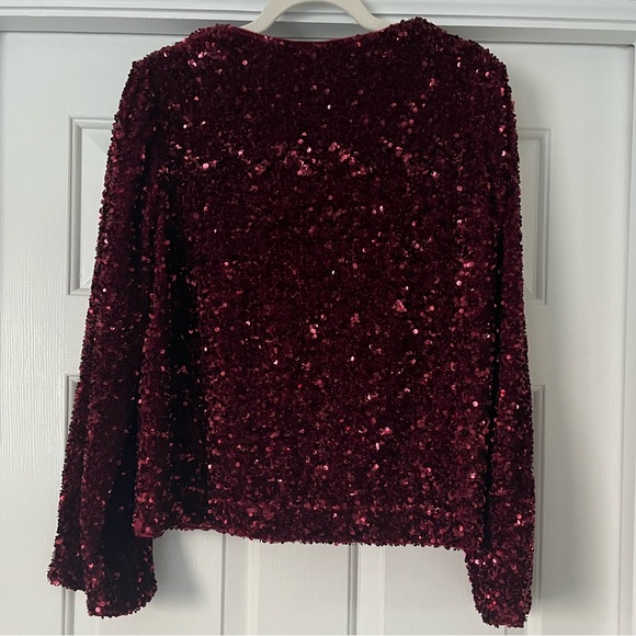 Sézane Shiny Blouse, Burgundy, size 10, new without tags - Picture 4 of 5